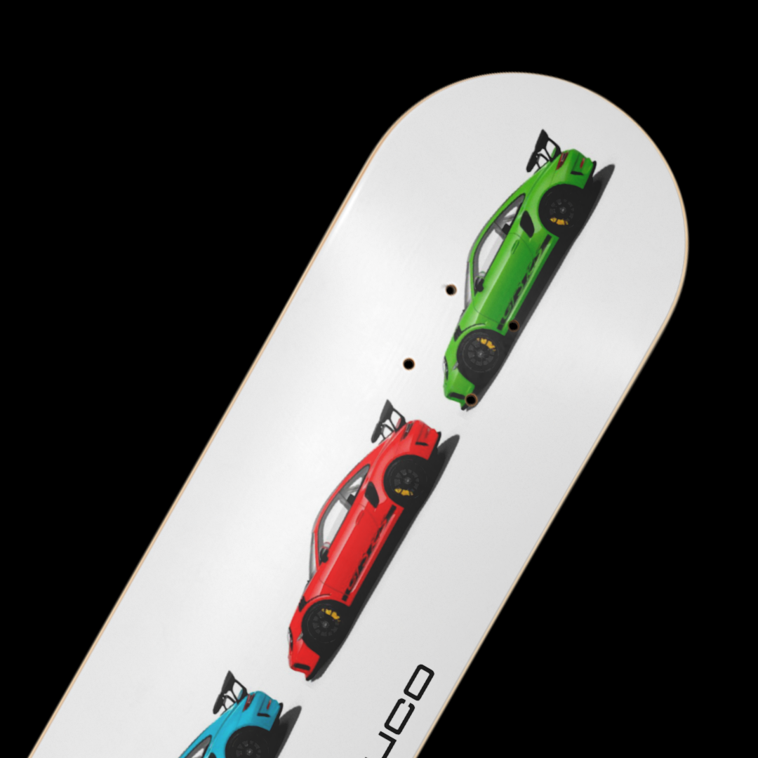 Duco Skateboard- four Porsches