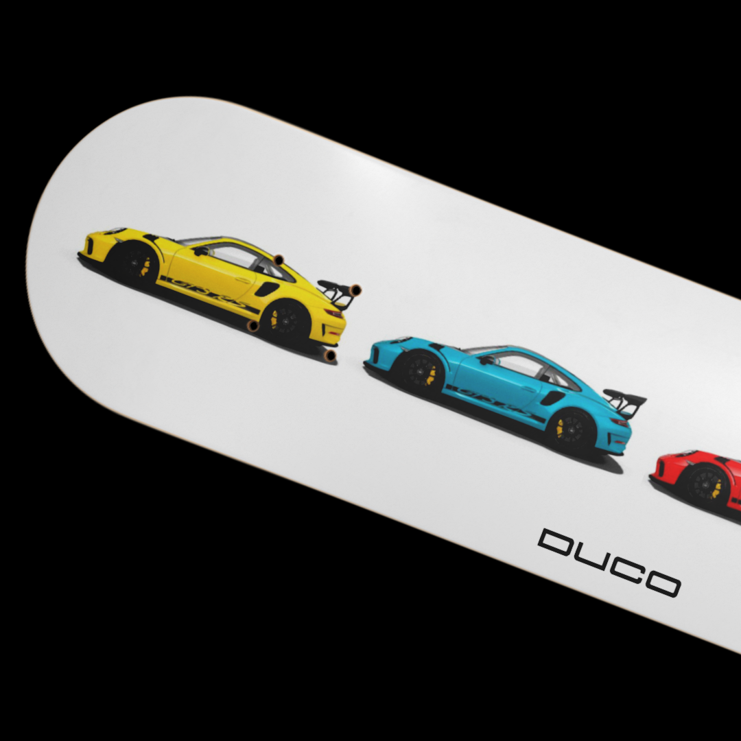 Duco Skateboard- four Porsches